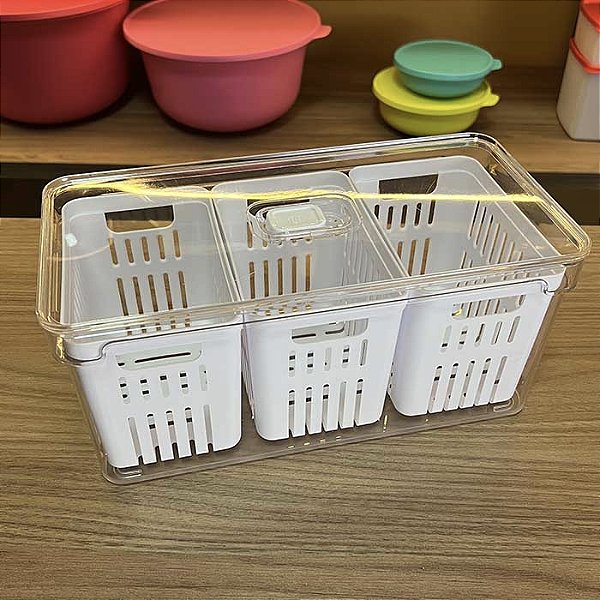 Organizador Clear Fresh - 5 Litros - 3 cestos internos