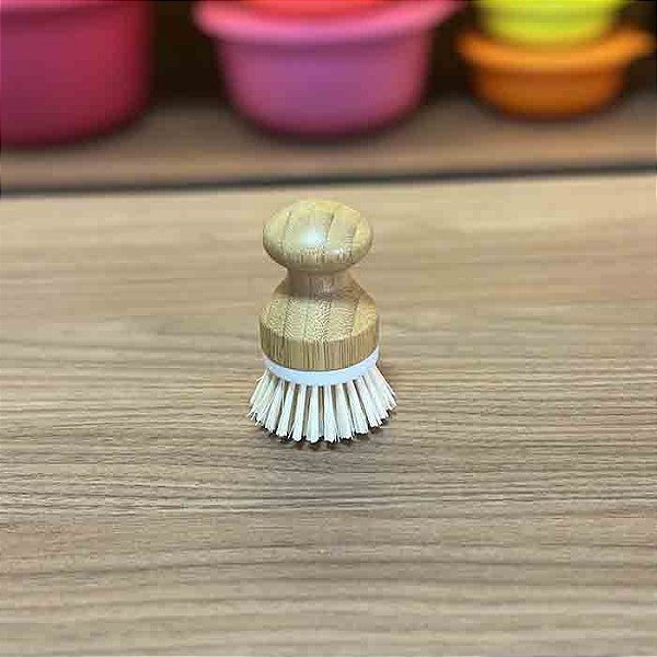 Escova de Limpeza Redonda com pega em Bambu - Off White