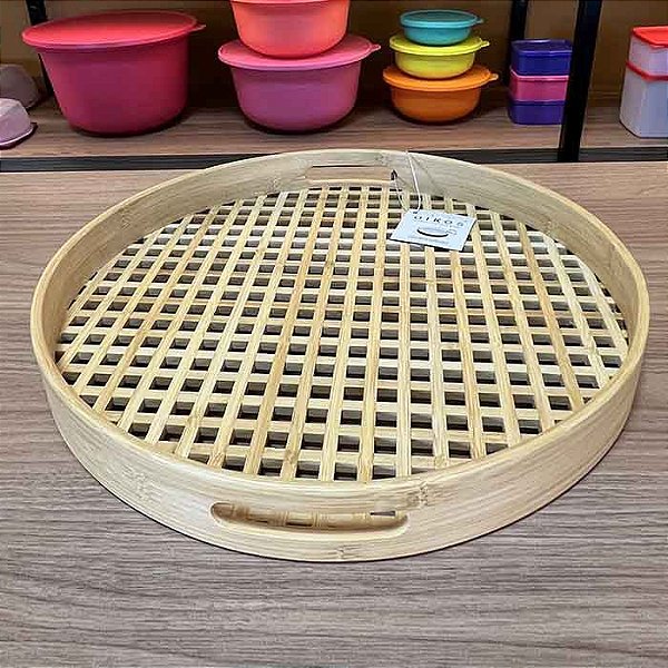 Bandeja em Bambu Redonda - 40cm - Vazada