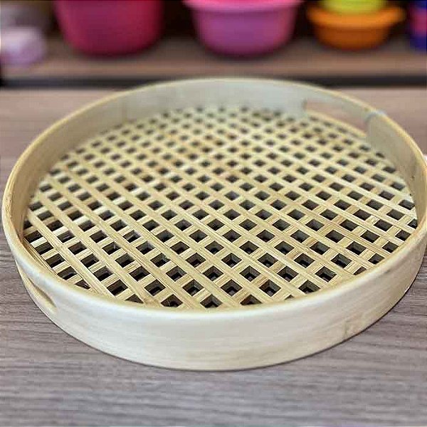 Bandeja em Bambu Redonda - 35cm - Vazada