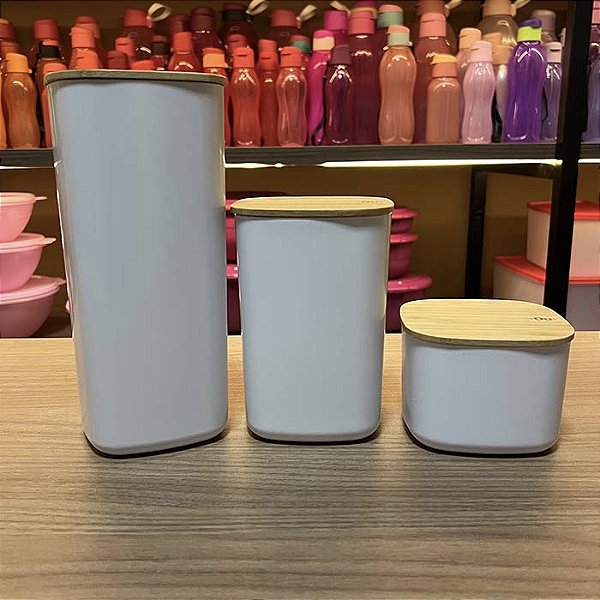 Kit 3 Potes Herméticos Keep - Branco fechado