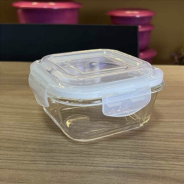 Pote de Vidro Quadrado - 520ml - Transparente