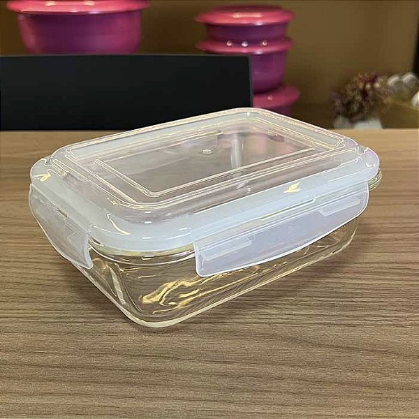 Pote de Vidro Retangular - 1,04 Litros - Transparente