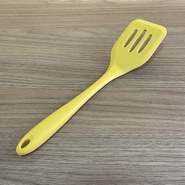 Espátula Vazada de Silicone Duplo - Amarela