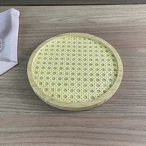 Bandeja em Bambu Redonda - 20cm - Palha