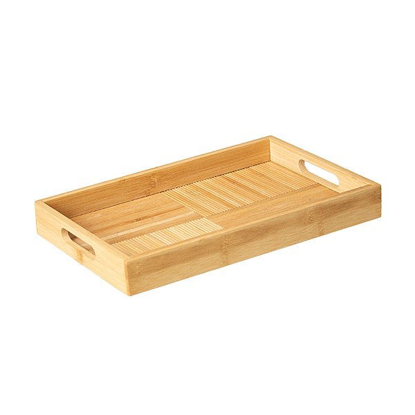 Bandeja Retangular com Alças - 36cm - Bambu