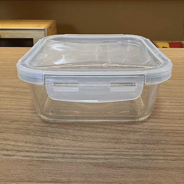 Pote de Vidro Quadrado - 740ml - Transparente