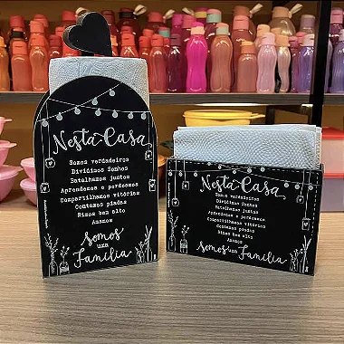 Kit Decorativo – Porta‑Papel‑Toalha e Porta‑Guardanapos