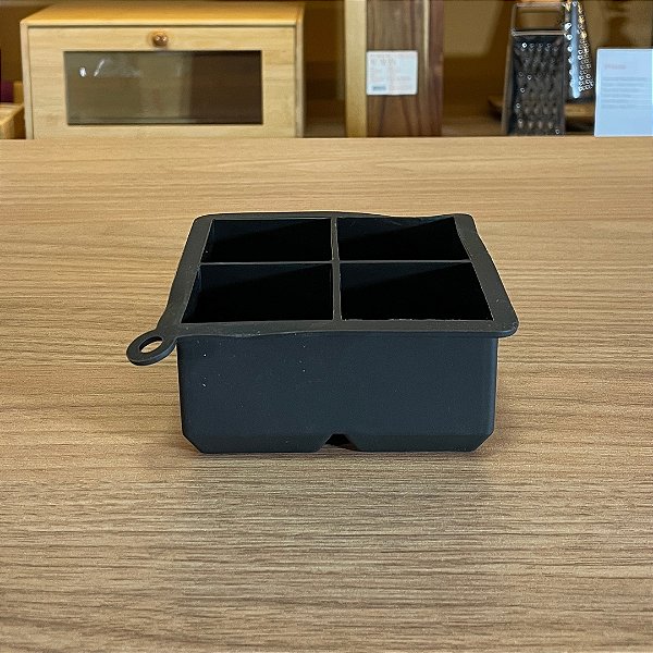 Forma de Gelo Silicone - 4 Cubos Preto - Jumbo
