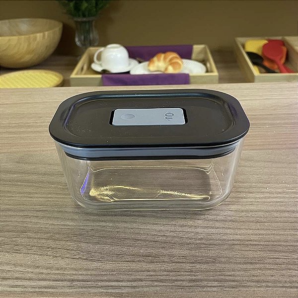 Pote de vidro hermético - Fresh Lock - Preto