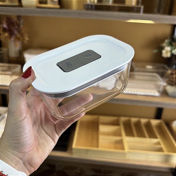 Pote de vidro hermético - Fresh Lock - Branco
