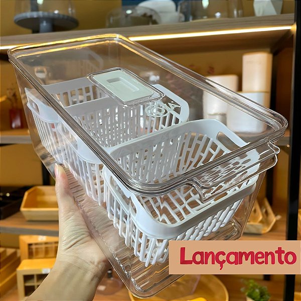 Organizador de Geladeira com 3 cestos Dry - 6 Litros