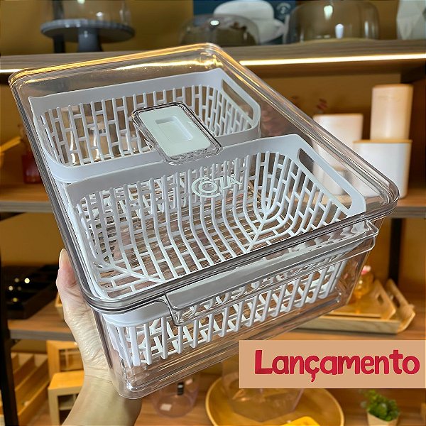 Organizador de geladeira com 2 cestos Dry - 6,7 Litros