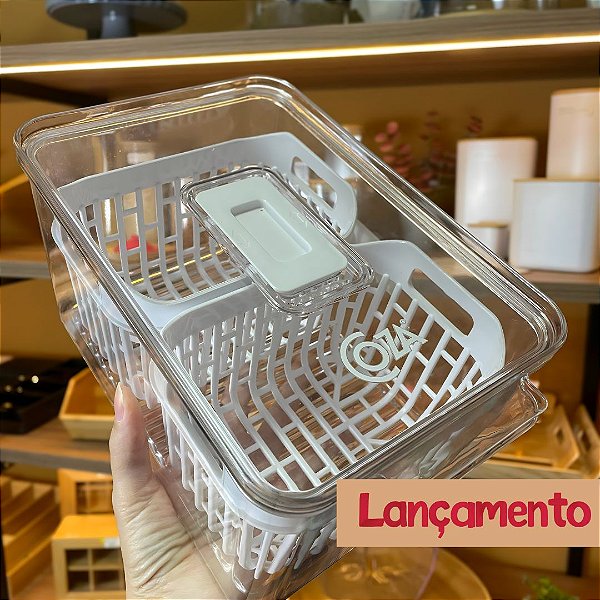 Organizador de geladeira com 2 cestos Dry - 3,2Litros