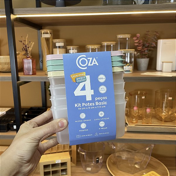 Kit 4 Potes Basic - 600ml - Pastel
