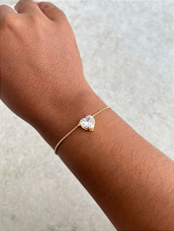 Pulseira Coração Dourado Premium
