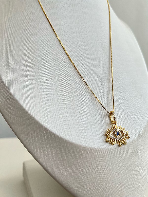 Colar Olho Grego Dourado Premium