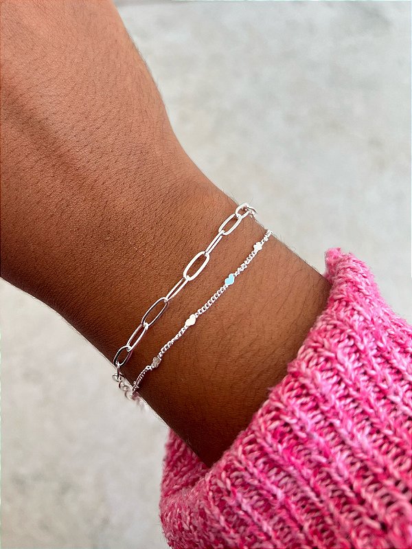Pulseira Dupla Prata Premium