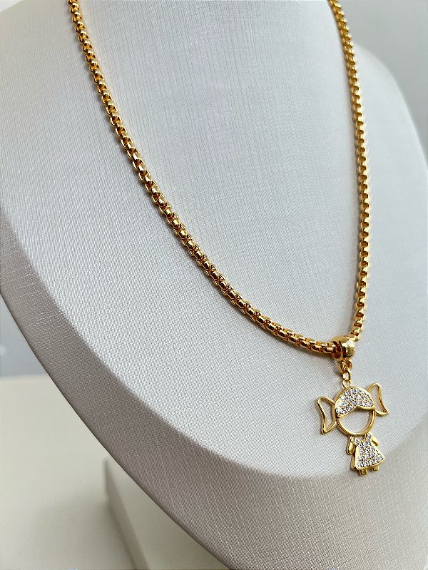Colar Menina Dourado Premium