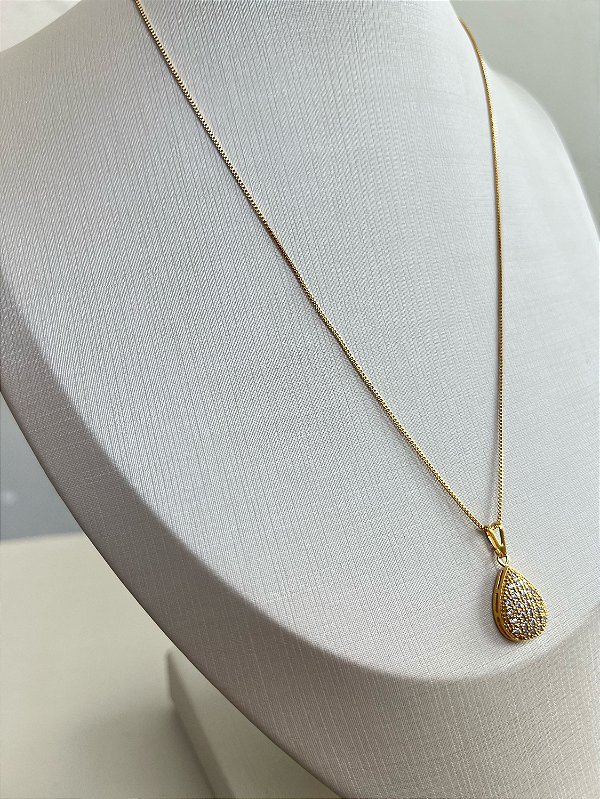 Colar pmGira Cravejado Strass Dourado Premium