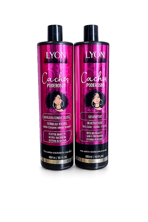 Kit Cachos Poderosos Shampoo e Condicionador Lyon 300ml