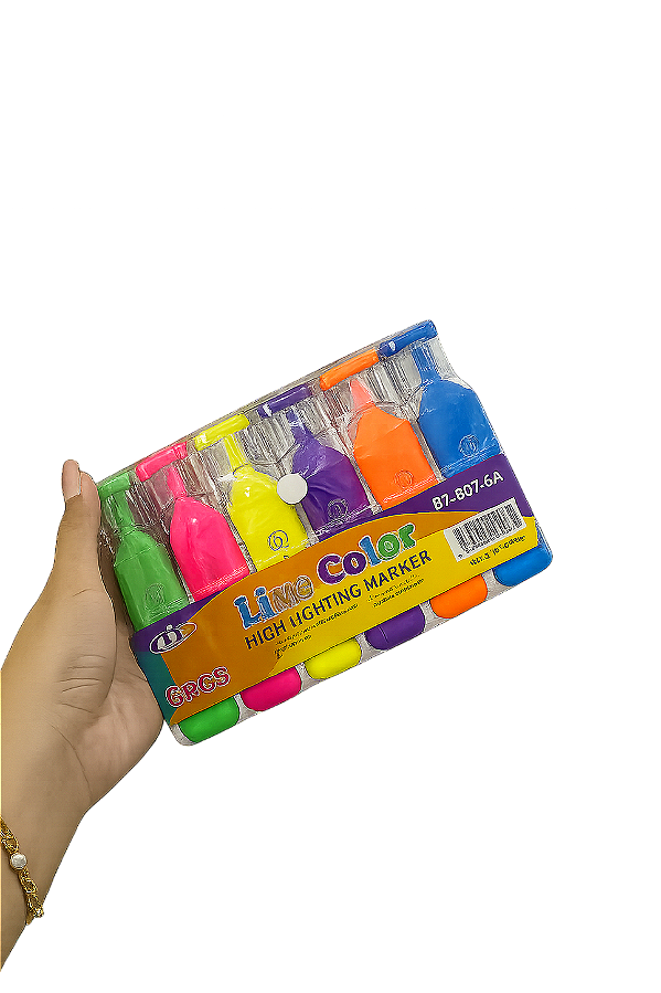 Kit Marca Texto Neon Colorido 6 unidades