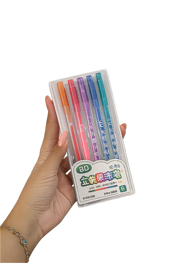 Kit Canetas Gel com Glitter 6 cores
