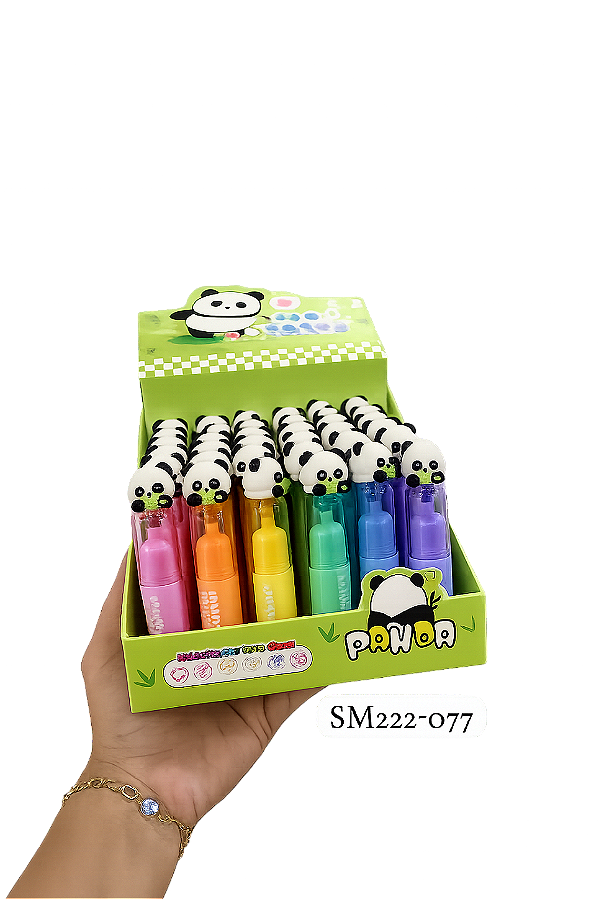 Marca Texto Carimbo Panda Colorido
