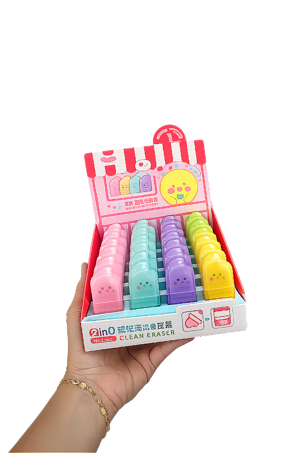 Borracha Picolé Colorida para Escola