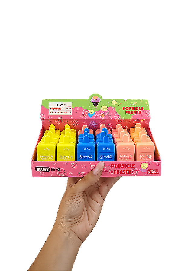 Borracha Picolé Colorida para Material Escolar