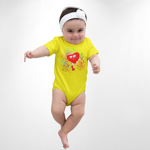BODY AMADO CORAÇÃO EXPLOSÃO - AMARELO