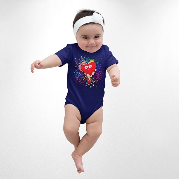 BODY AMADO CORAÇÃO EXPLOSÃO - AZUL MARINHO