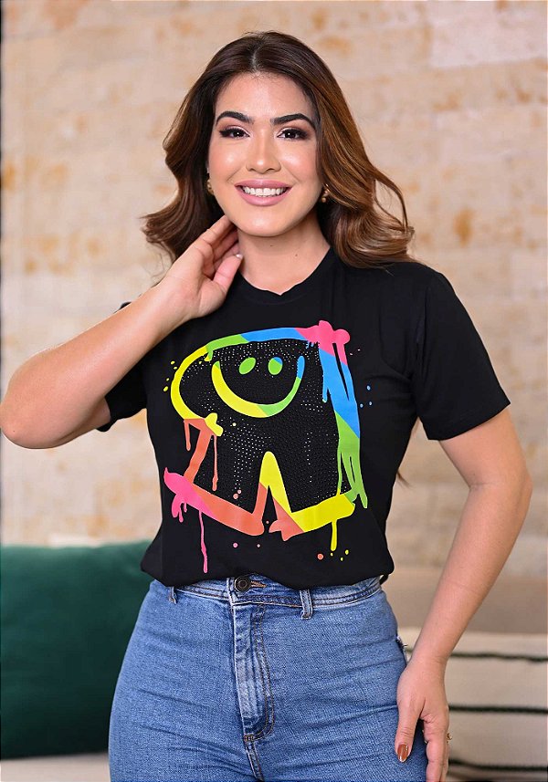 Camiseta R neon preta