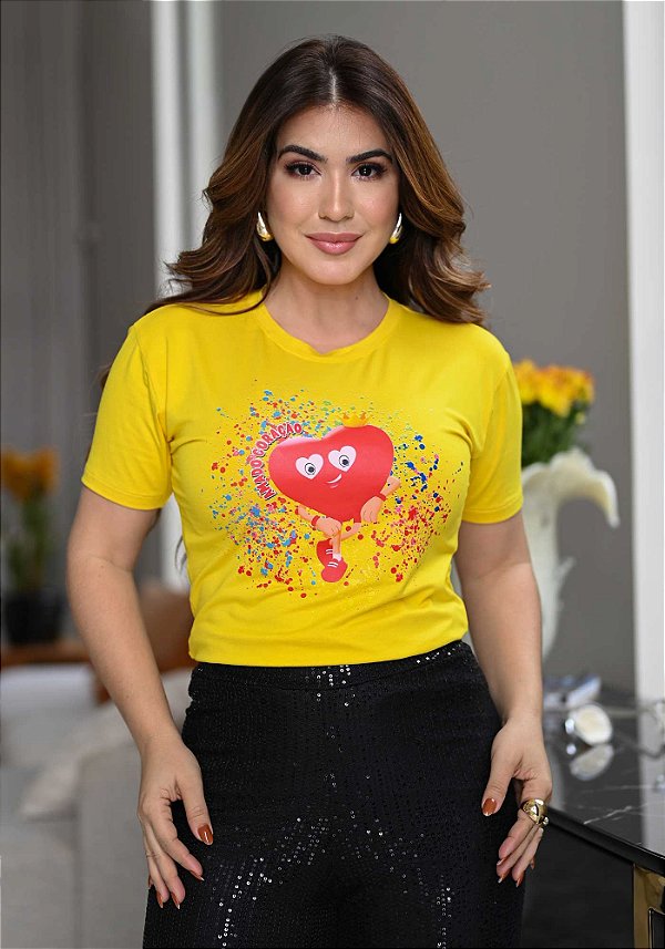 Camiseta Amado coração  explosão amarela