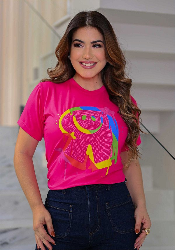 Camiseta R neon rosa