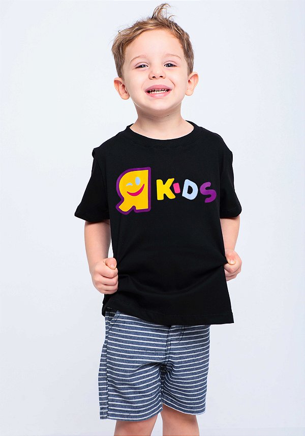 Camiseta infantil R Kids Horizontal preta
