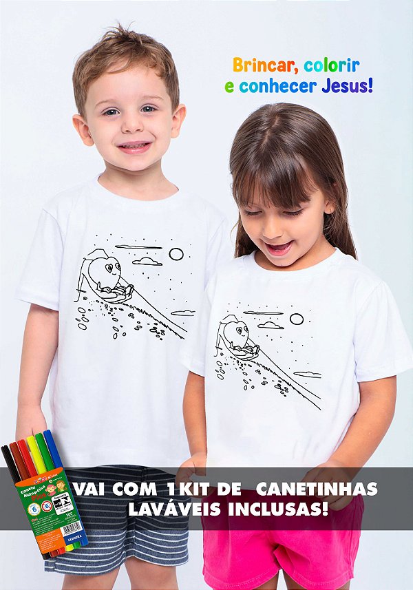 Camiseta Infantil A mão de Deus para colorir