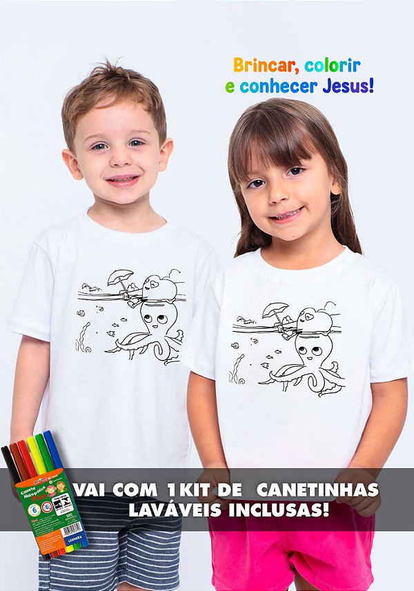 Camiseta Infantil Amado no lago para colorir