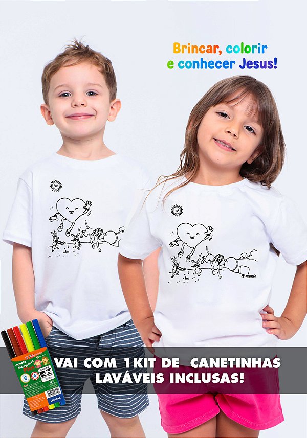 Camiseta Infantil Amado alegria para colorir