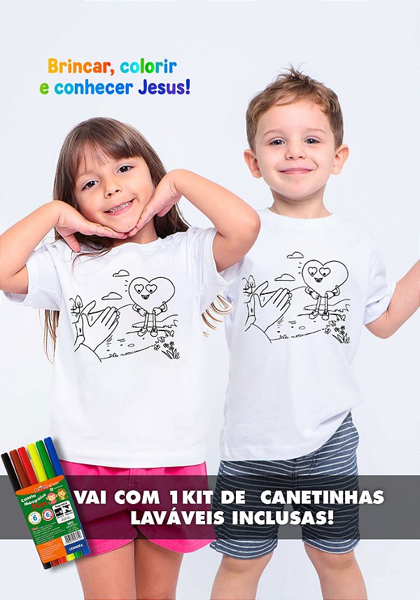 Camiseta Infantil Amado e o criador para colorir