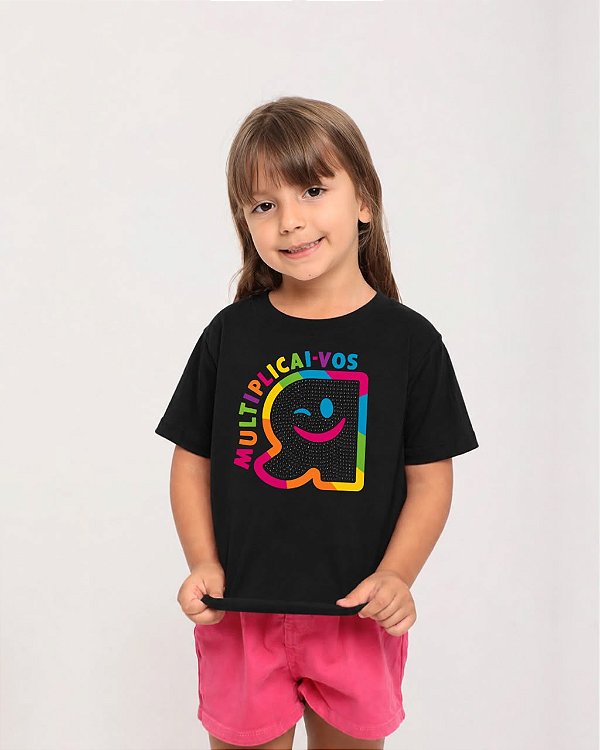 Camiseta Infantil R Multiplicai-vos Colors cor Preta