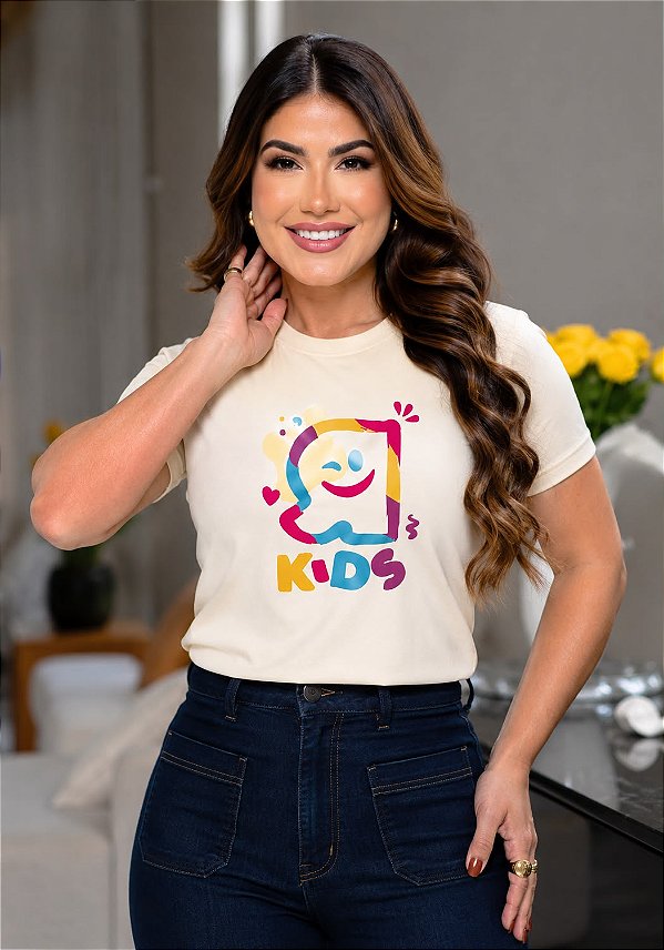Camiseta Baby Look R Kids Primavera Off White