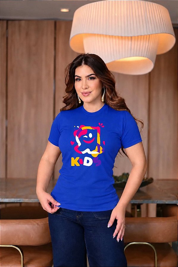 Camiseta Baby Look R Kids Primavera Azul