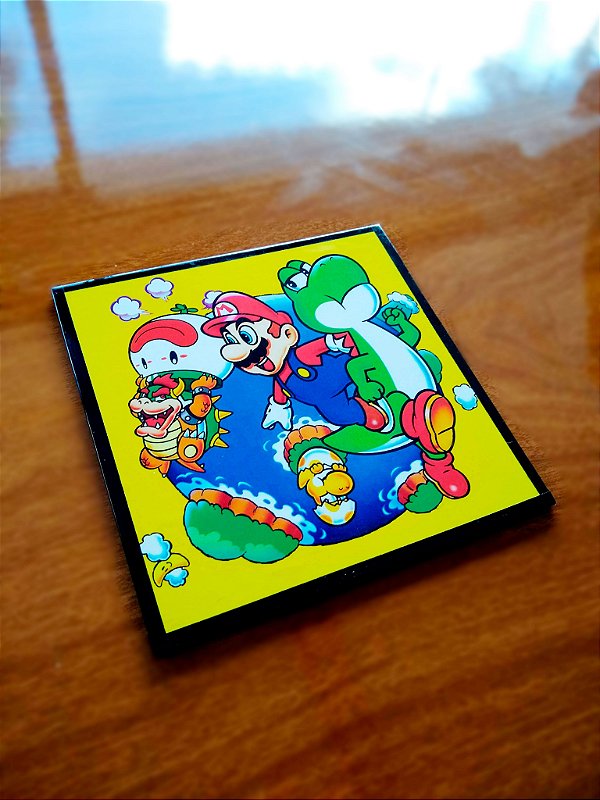 Placa Decorativa Mario e Yoshi vs Bowser