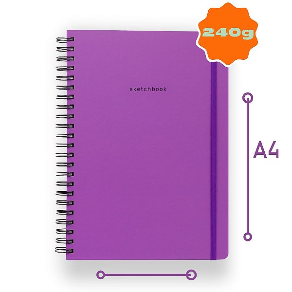 Sketchbook Sem Pauta 240G A4 Purple Sky