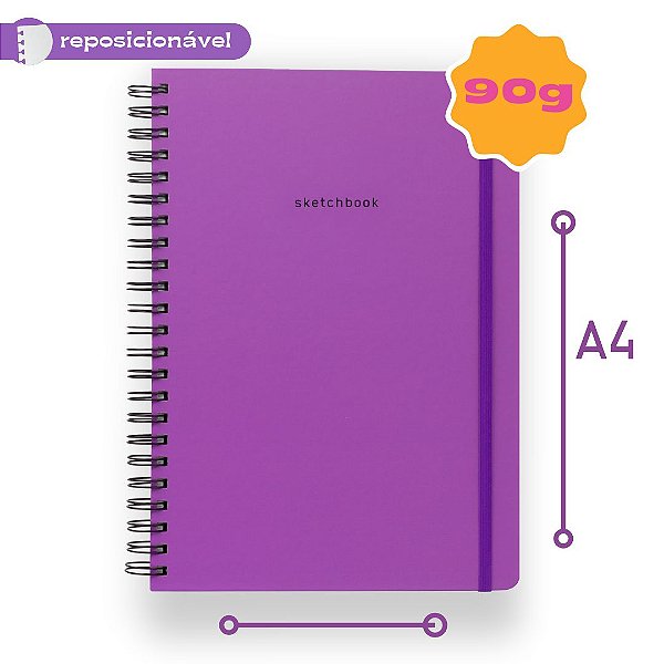 Sketchbook Sem Pauta 90G A4 Folhas Reposicionáveis Purple Sky