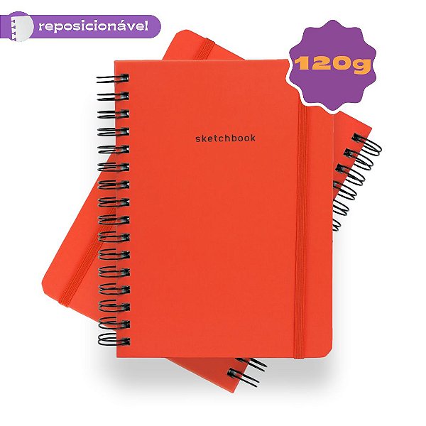 Sketchbook Sem Pauta 120G A5 Folhas Reposicionáveis Orange Sunset