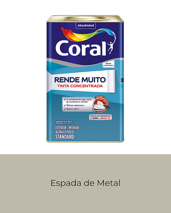 Tinta Acrílica Fosco Rende Muito Standard Coral Espada de Metal