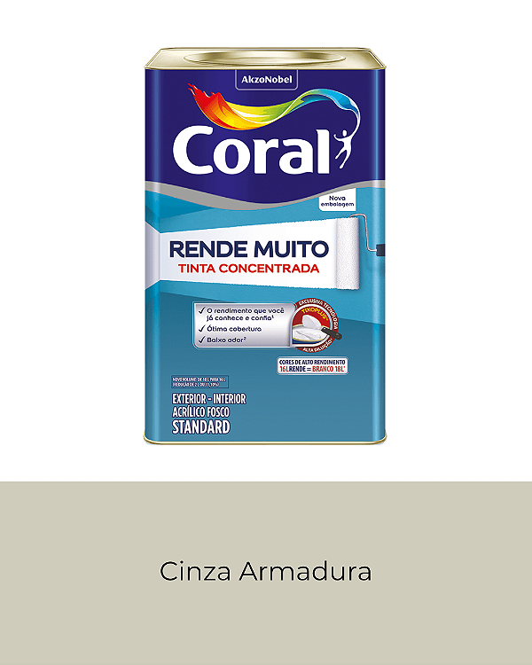 Tinta Acrílica Fosco Rende Muito Standard Coral Cinza Armadura