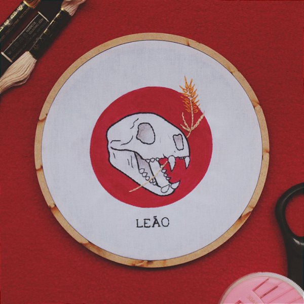 Quadro / Bastidor bordado - Signos - Leão